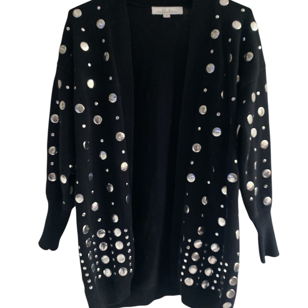 Callahan Black Cardigan with Silver Mirtor Dots